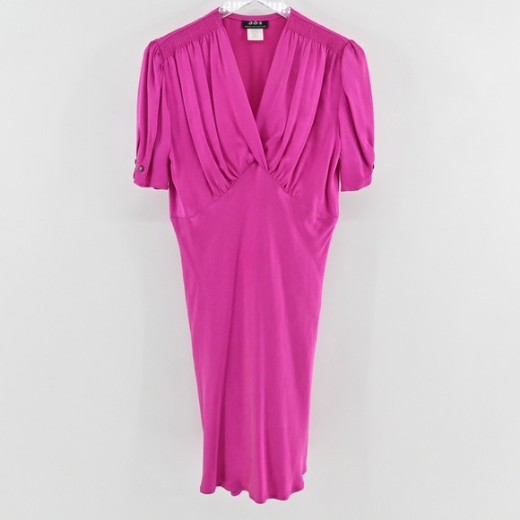 Vtg ABS Pink‎ Silk Dress Size 6 Draped Bust Romantic Cocktail Dopamine Y2k 90s - Picture 2 of 14
